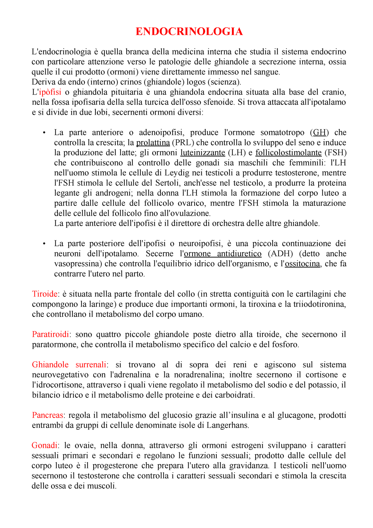 Endocrinologia De Angelis Studocu