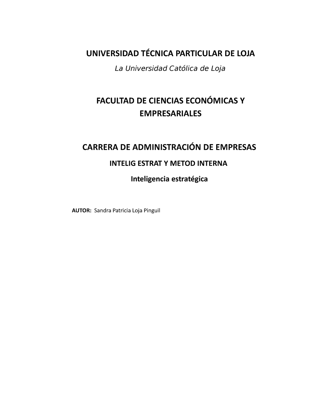 Inteligencia - UNIVERSIDAD TÉCNICA PARTICULAR DE LOJA La Universidad ...