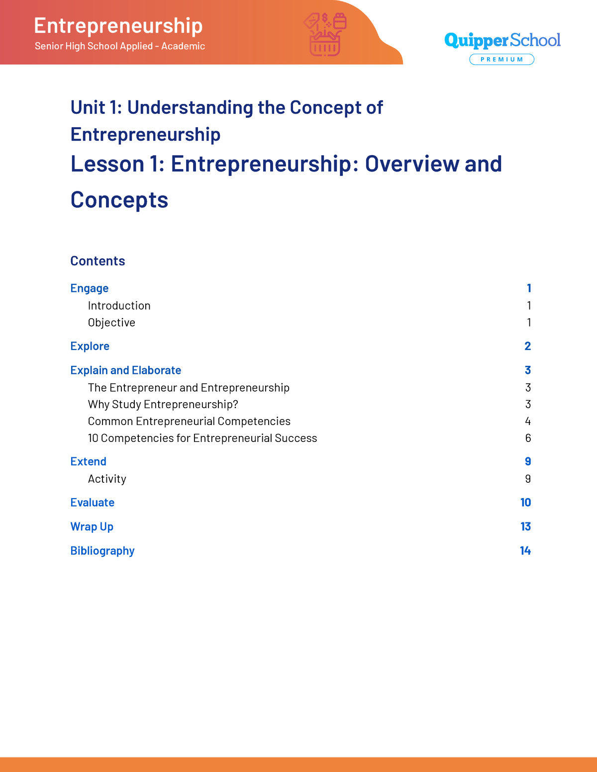 ENT SG Unit1 Lesson 1 Final - Unit 1: Understanding the Concept of ...