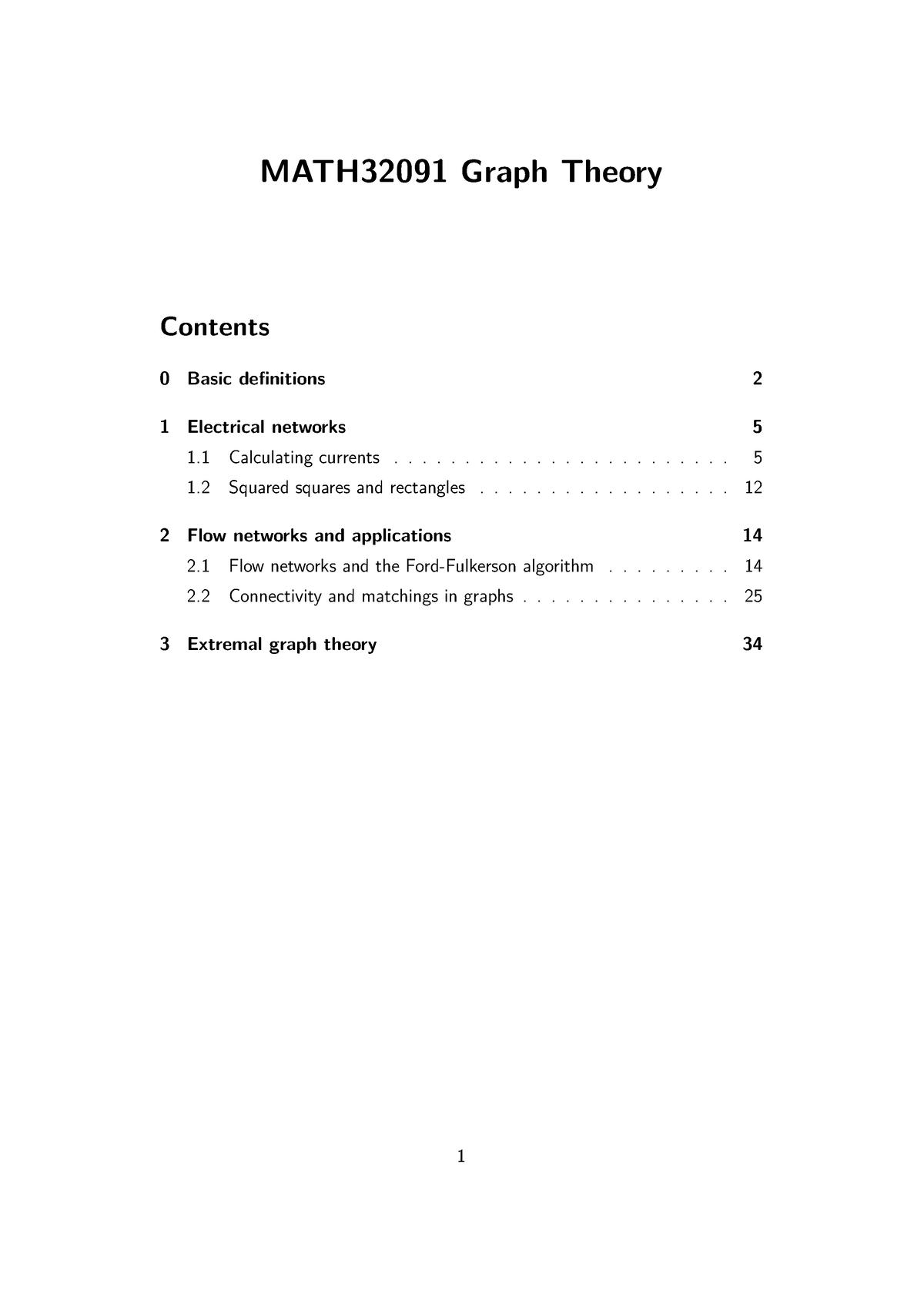 Graph Theory Notes - MATH32091 Graph Theory 0 Basic Definitions ...