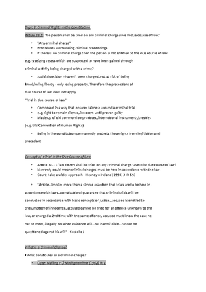 Constitutional law exam notes - TOPIC 3: CRIMINAL PROCESS RIGHTS IN THE ...