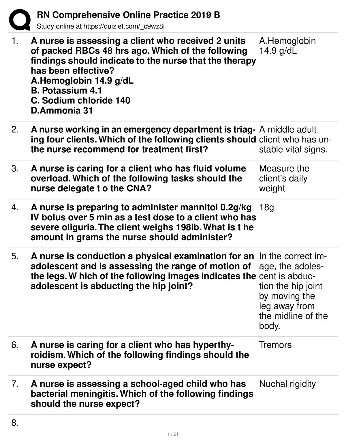 Assessment Practice Materials For Comprehensive B - NUR2817 - Studocu