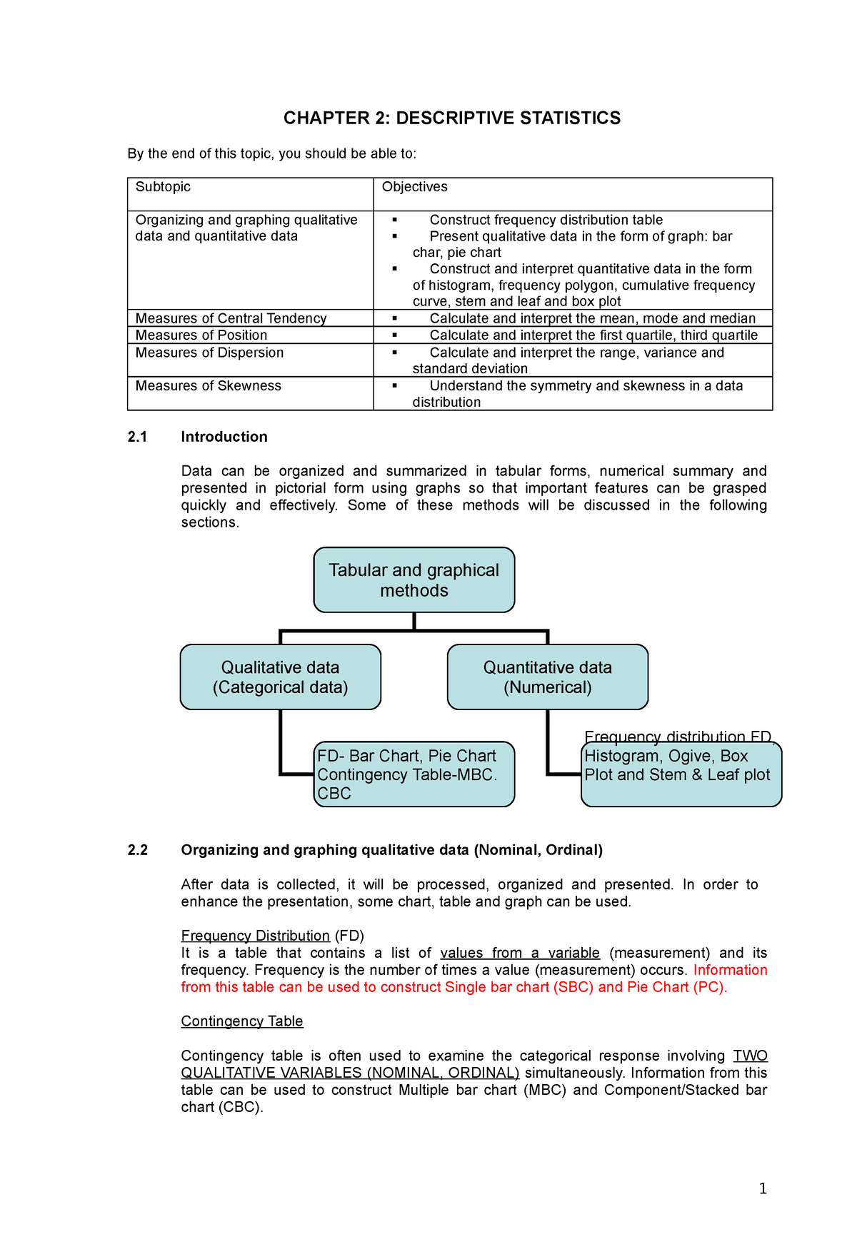 Chapter 2 STA104 V2020 - Tutoriall - CHAPTER 2: DESCRIPTIVE STATISTICS ...