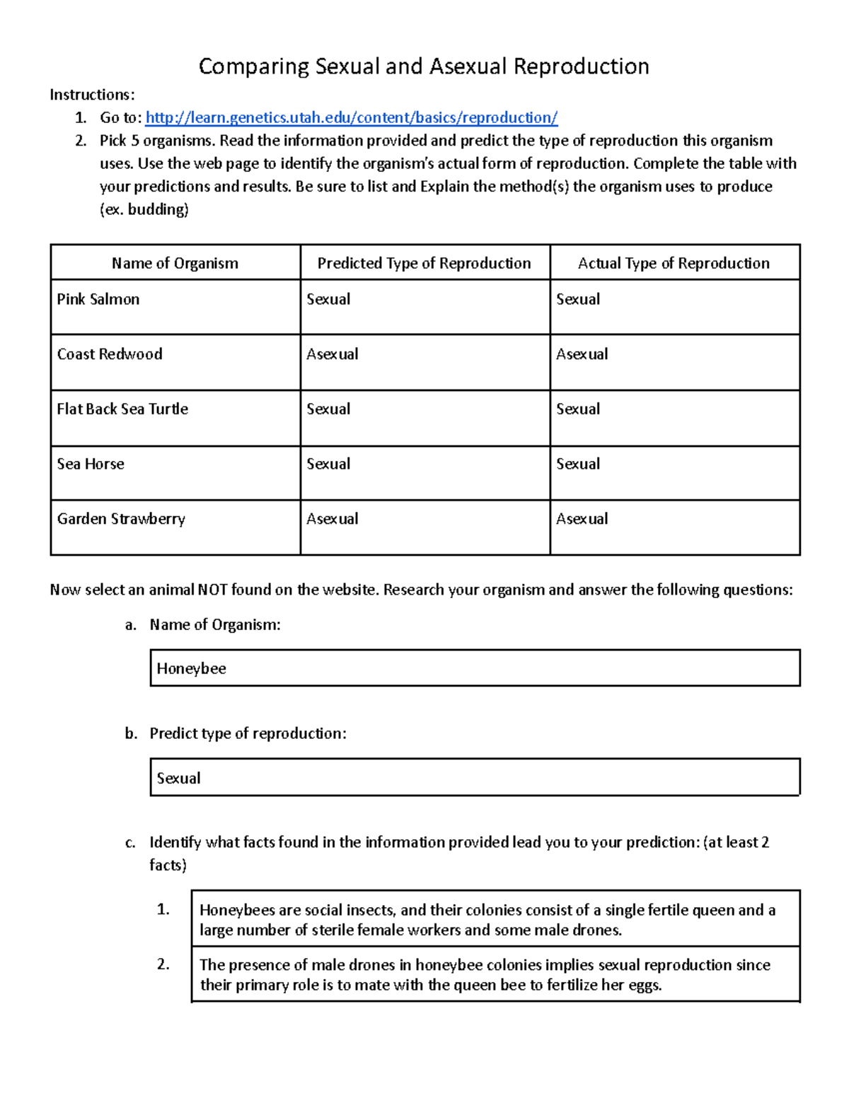 Sexual and Asexual Reproduction - Comparing Sexual and Asexual ...