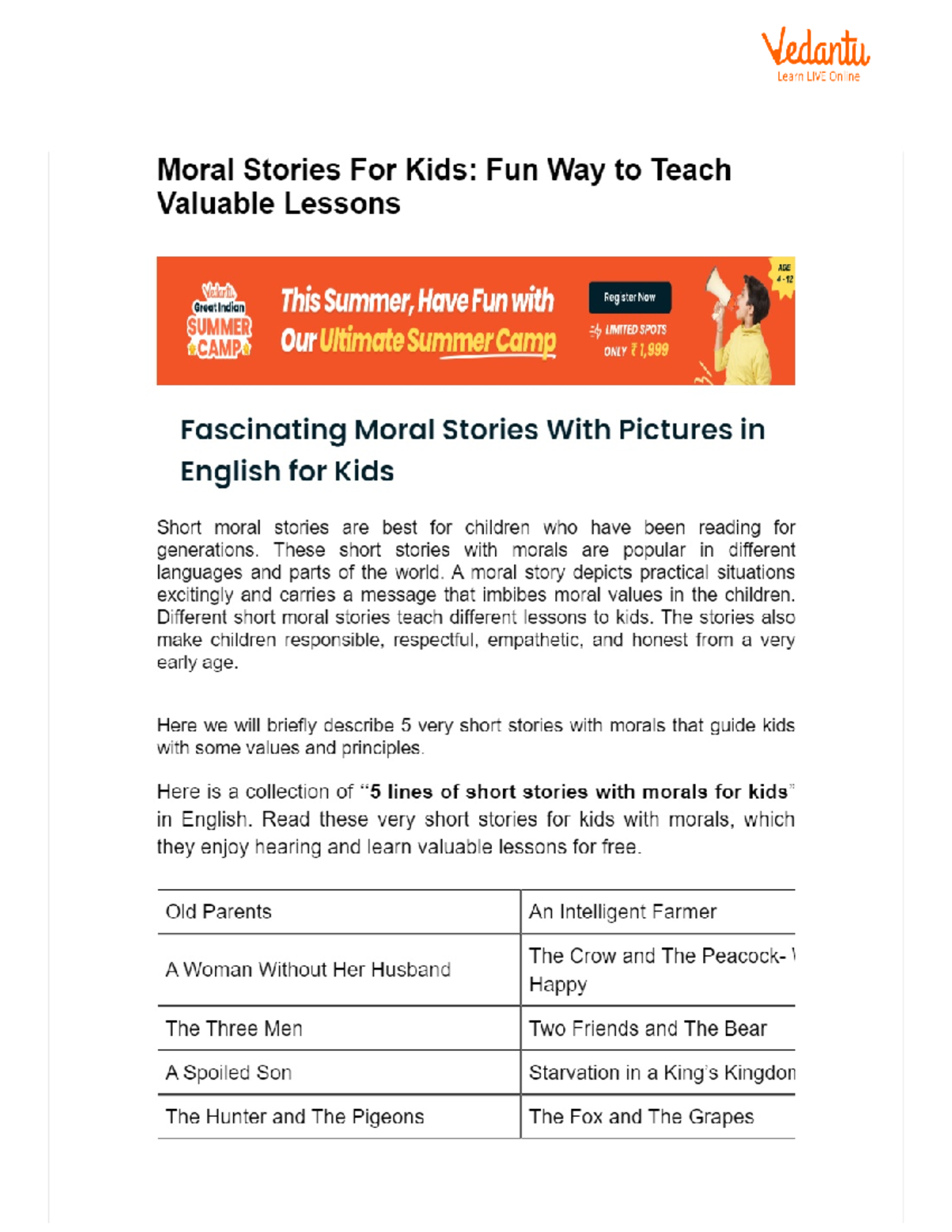 Moral Stories For Kids Fun Way to Teach Valuable Lessons - These short ...