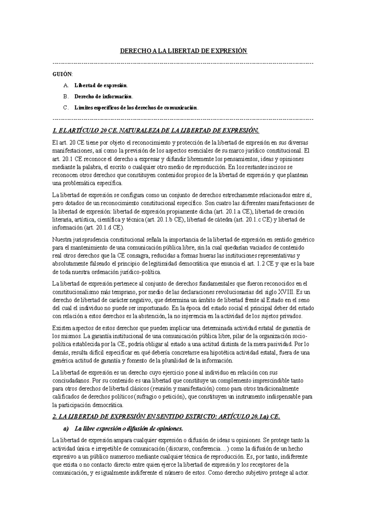 Derecho Libertad Expresion - DERECHO A LA LIBERTAD DE EXPRESIÓN - GUIÓN ...