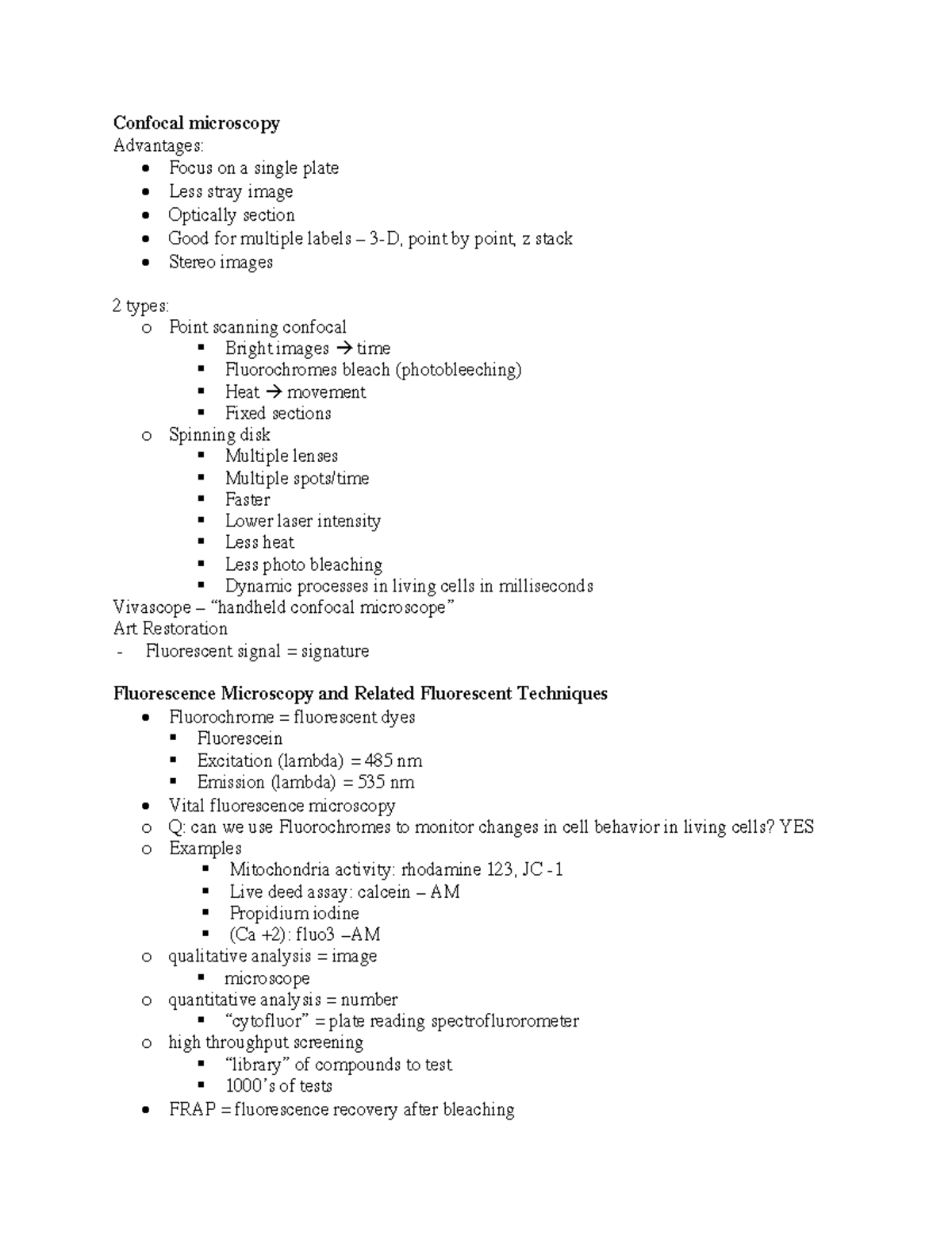 Exam 2 Notes - Exam 2 Review Sheet Robert Van Buskirk - Confocal 