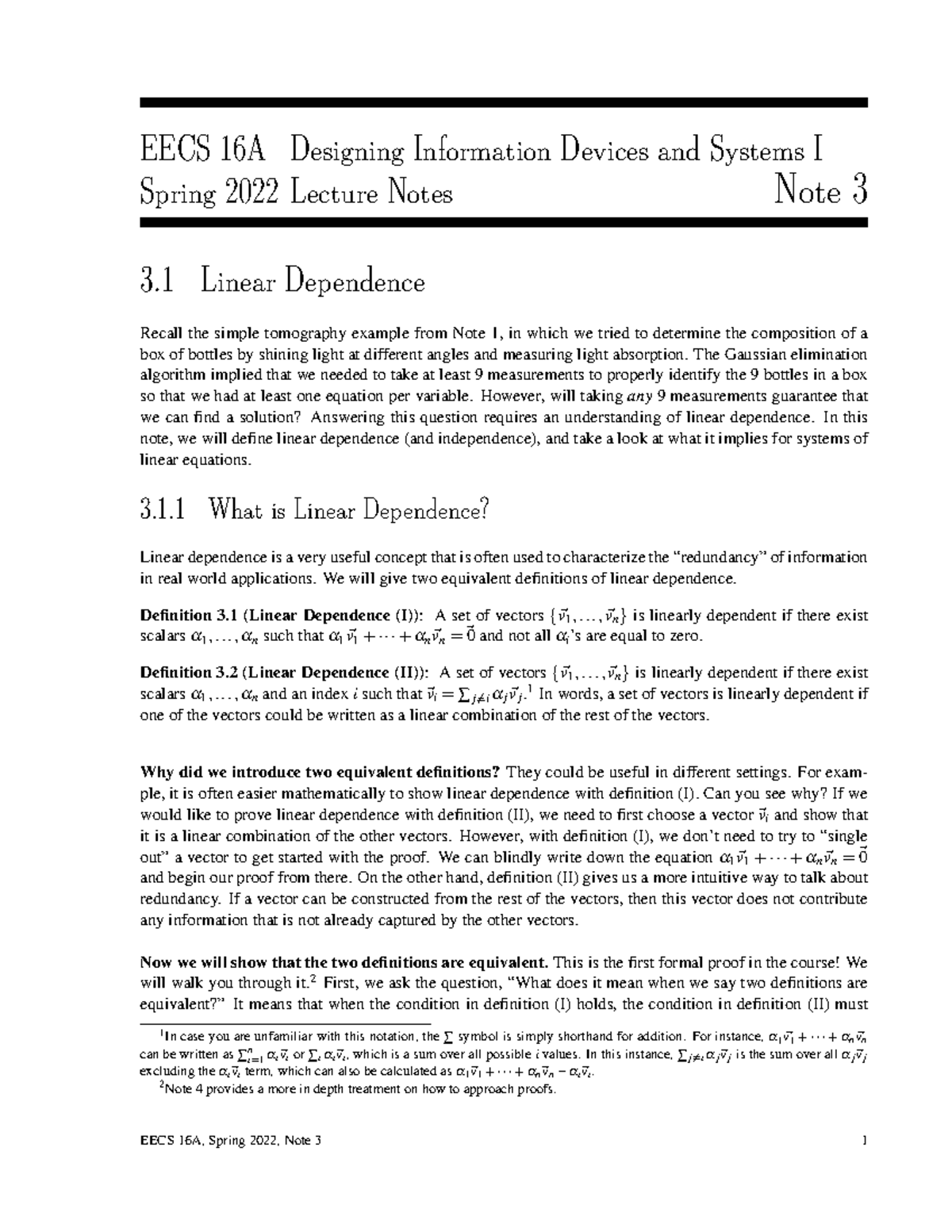 EE16A Lecture Note3 EECS 16A Designing Information Devices and