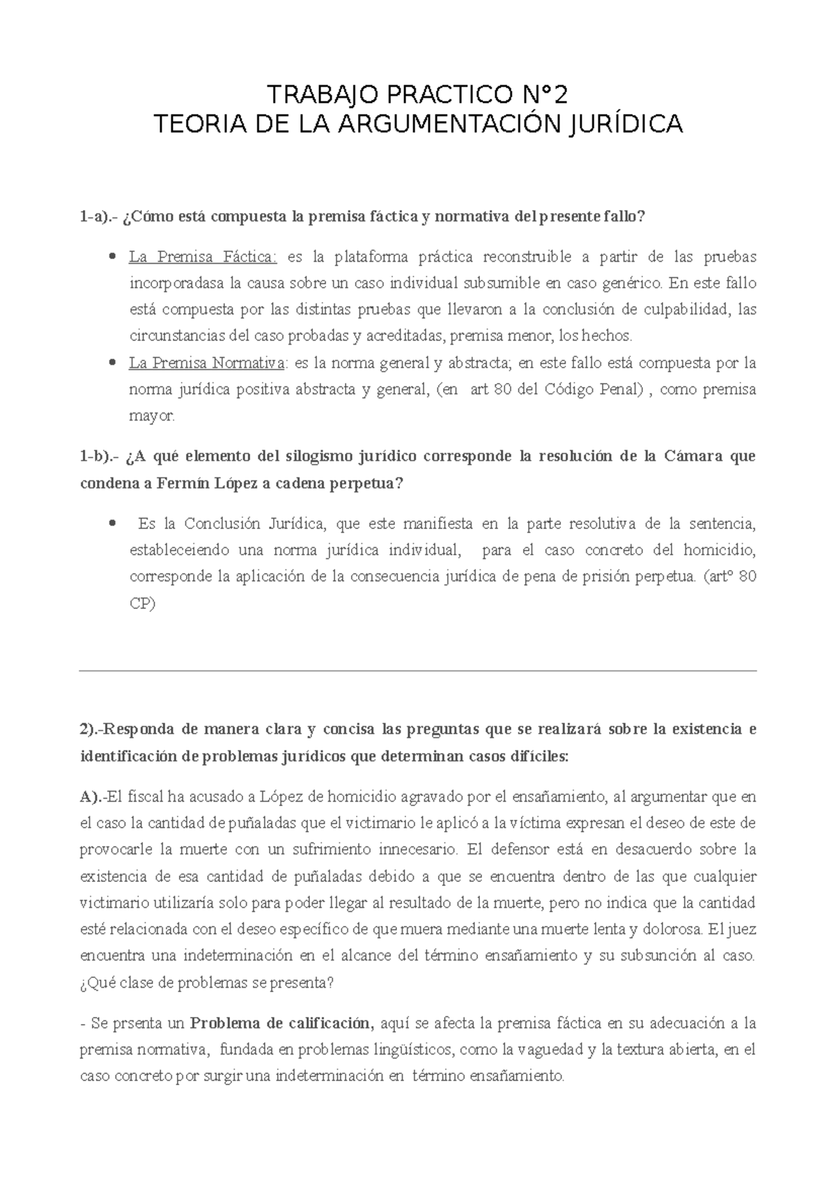 Taj Tp Aprobado Trabajo Practico N Teoria De La Argumentaci N