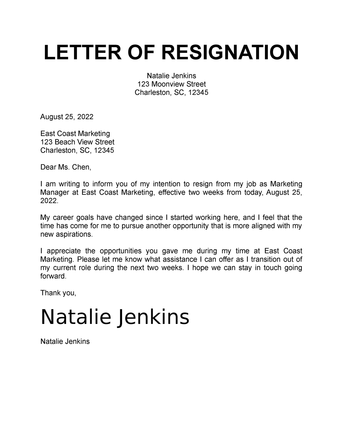 Resignation letter example free download - LETTER OF RESIGNATION ...