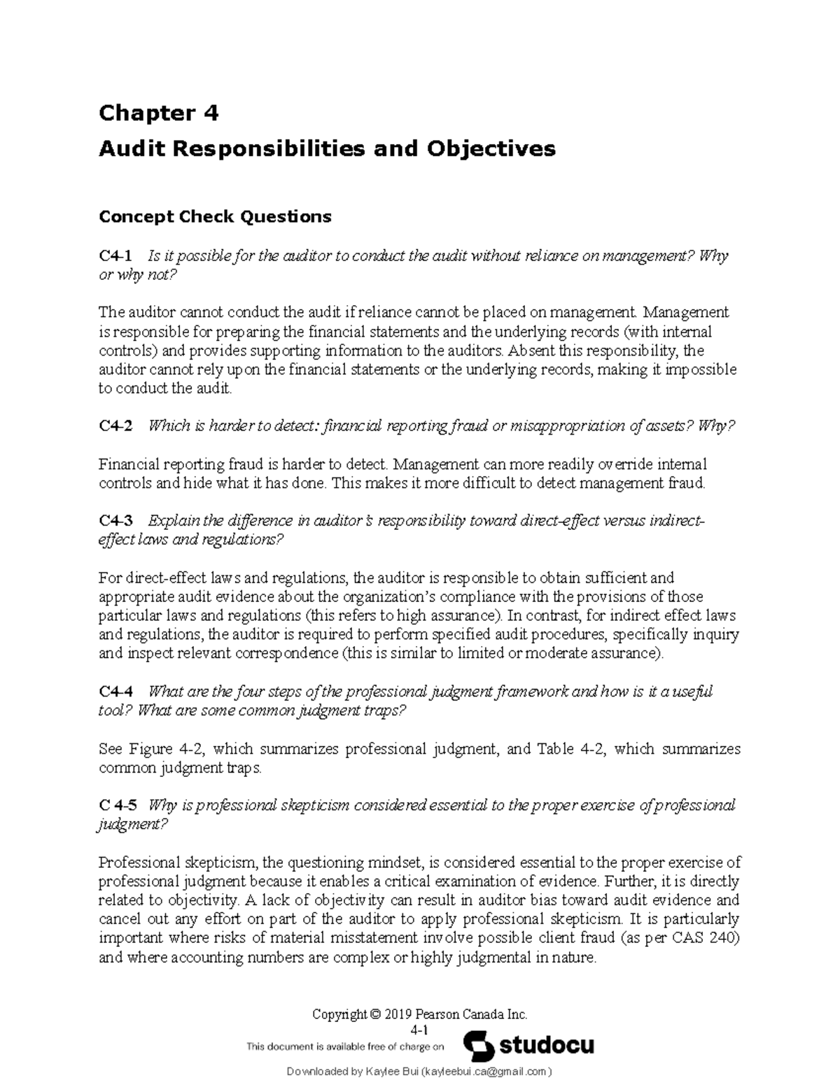 The Art and Science of Assurance Engagements - Solution - Chapter 4 ...