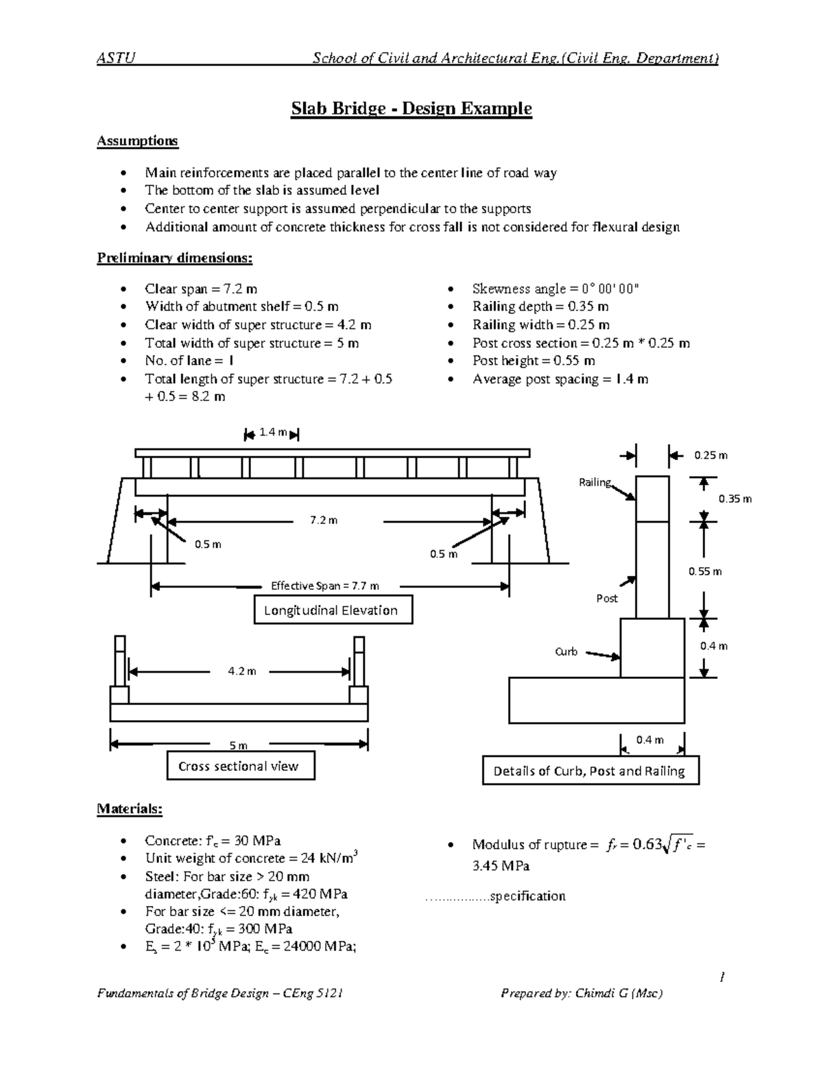bridge design example 1 Slab Bridge Design Example Assumptions Main