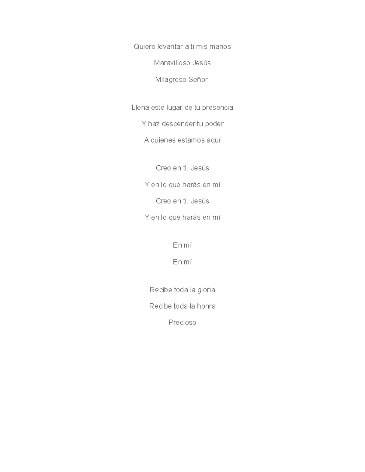 Letras chabe - mkkk - Quiero levantar a ti mis manos Maravilloso Jesús ...