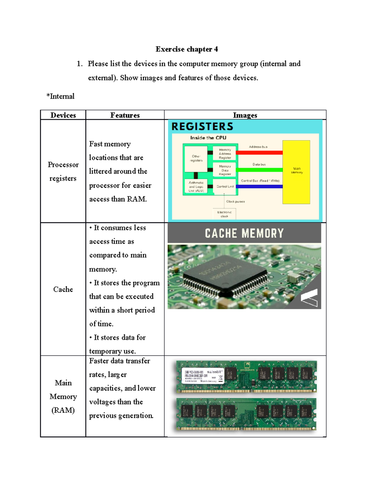 Exercise chapter 4 - Homework - Exercise chapter 4 1. Please list the ...