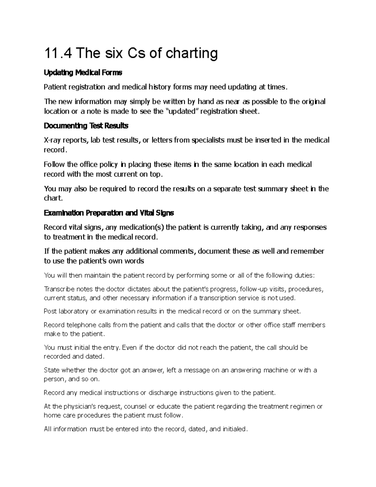 Summary notes on 11.4 The six Cs of charting 11 The six Cs of