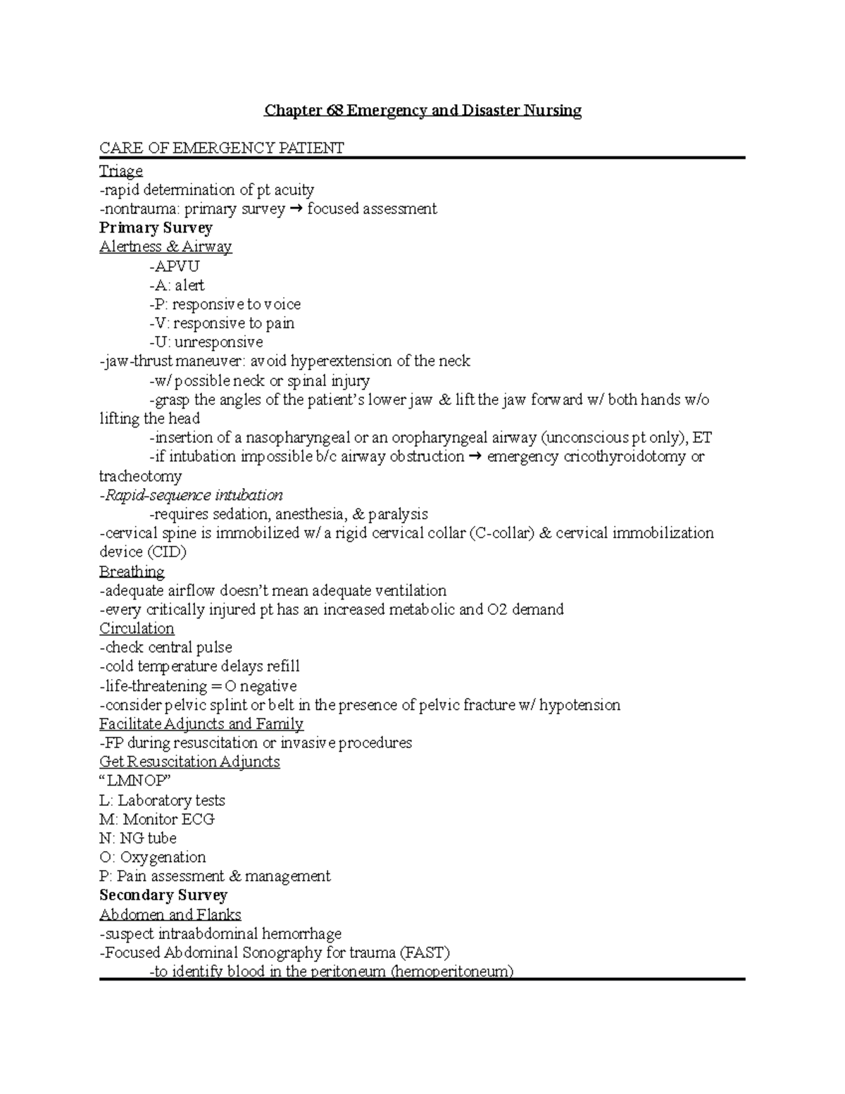 Chapter 68 Emergency And Disaster Nursing - Chapter 68 Emergency And ...