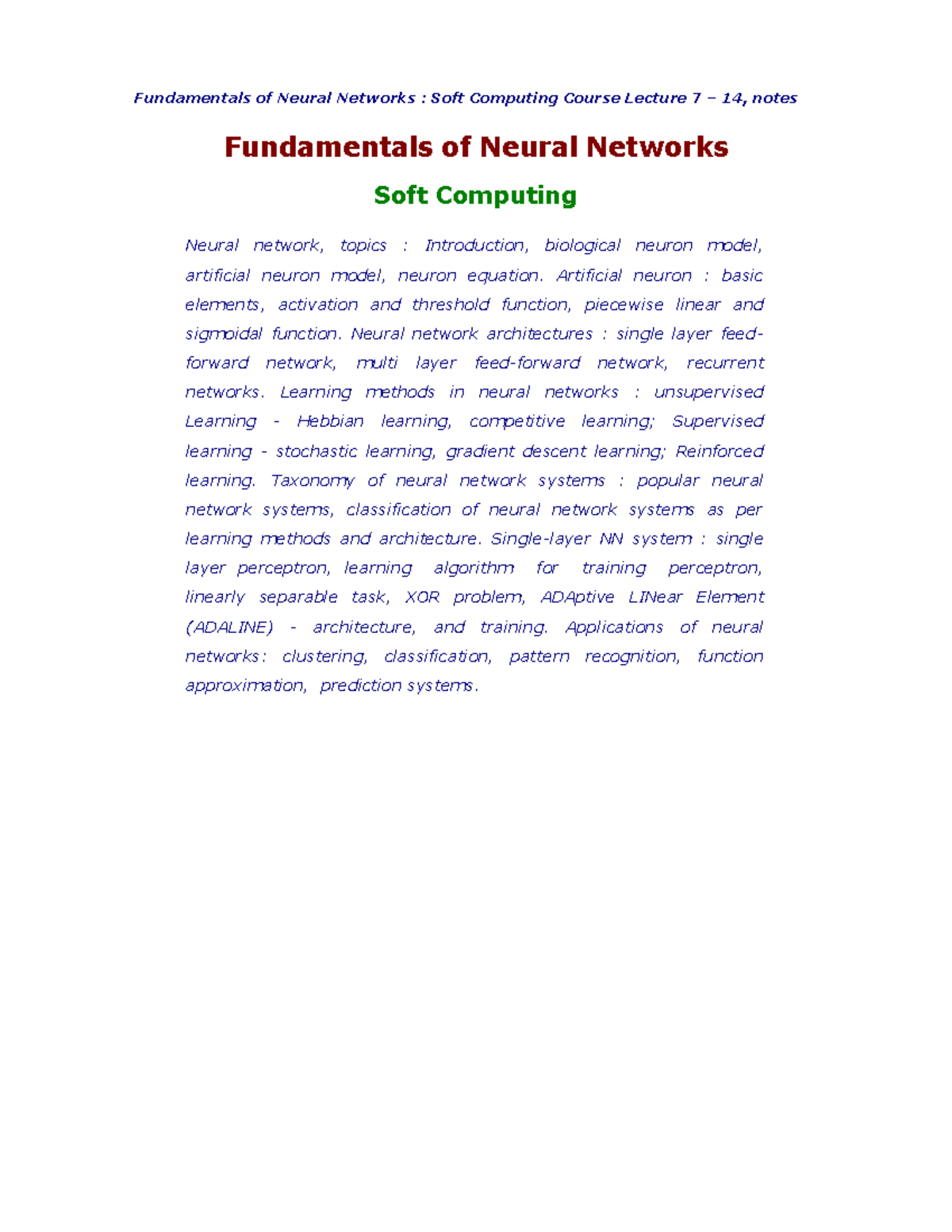 2-Com - Study Guide notes. with topics. - Fundamentals of Neural ...