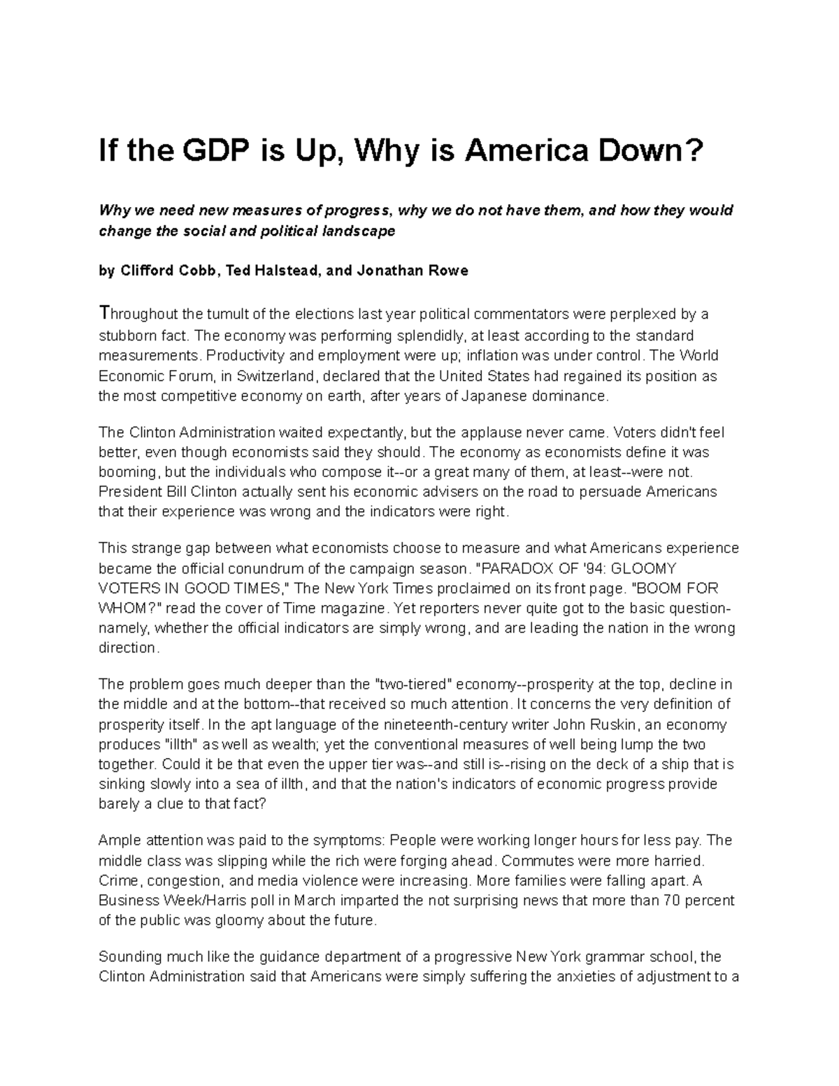 If The GDP Is Up, Why Is America Down - The Economy Was Performing ...