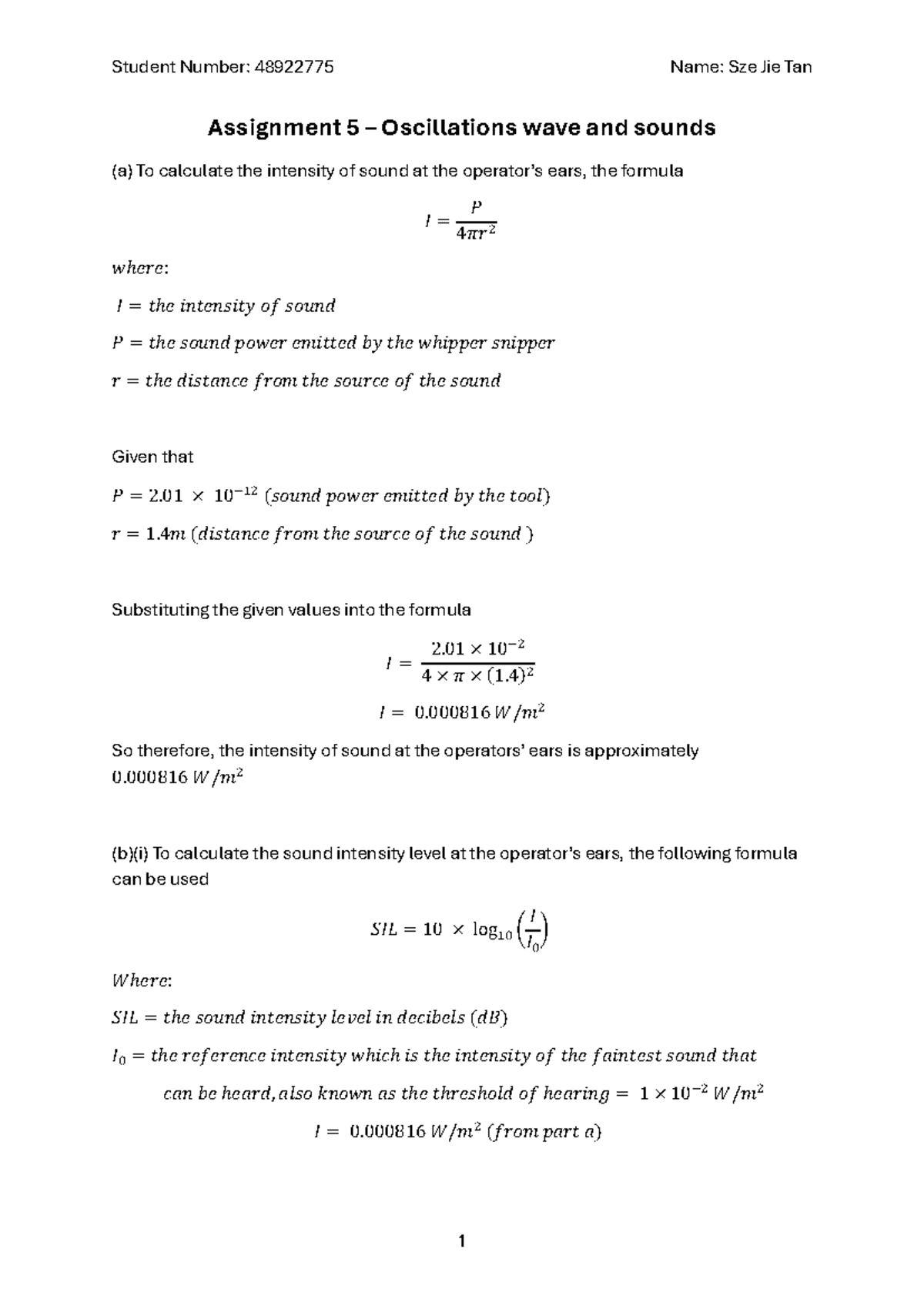 Assignment 5 - Oscillations, Waves and Sound - Assignment 5 ...