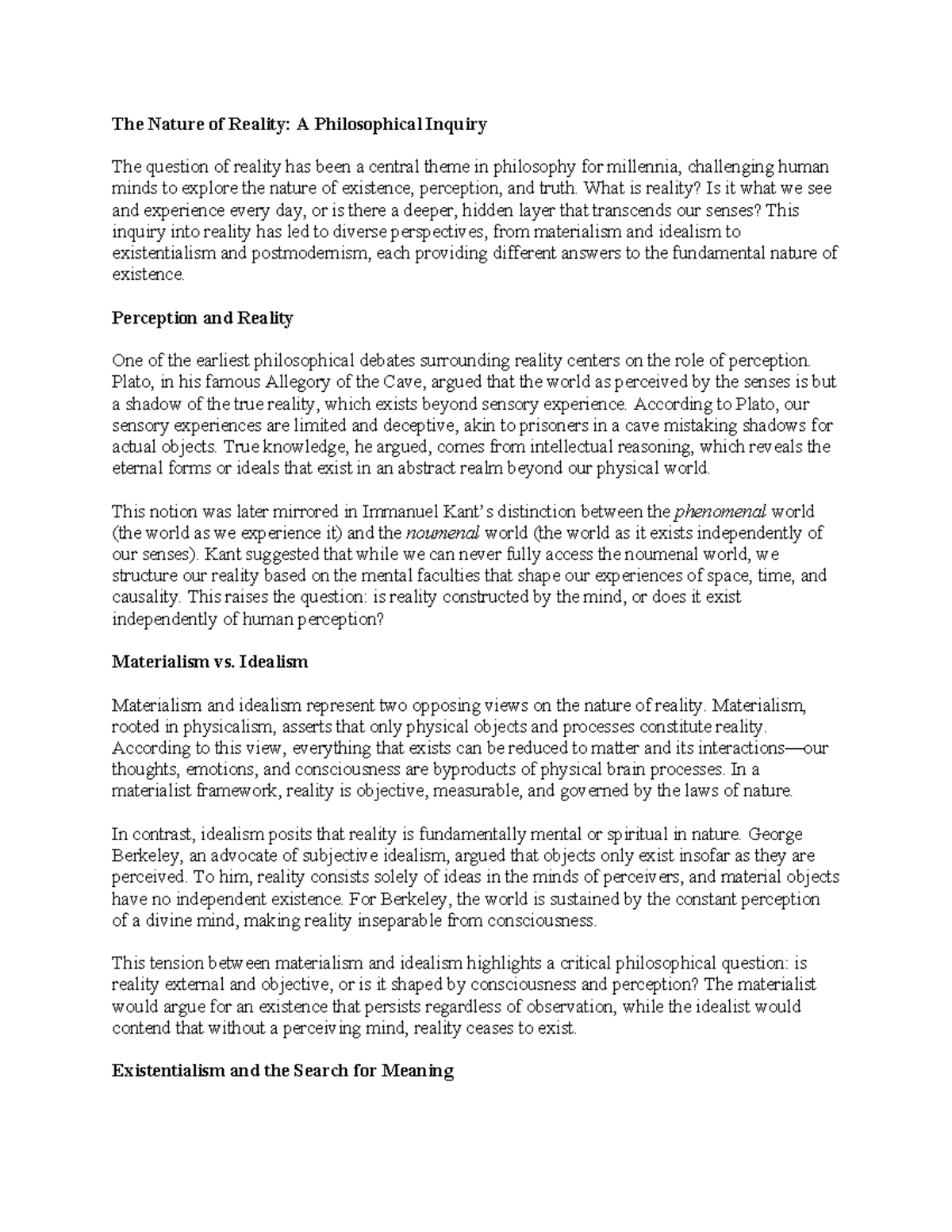 The Nature of Reality- A Philosophical Inquiry - What is reality? Is it ...
