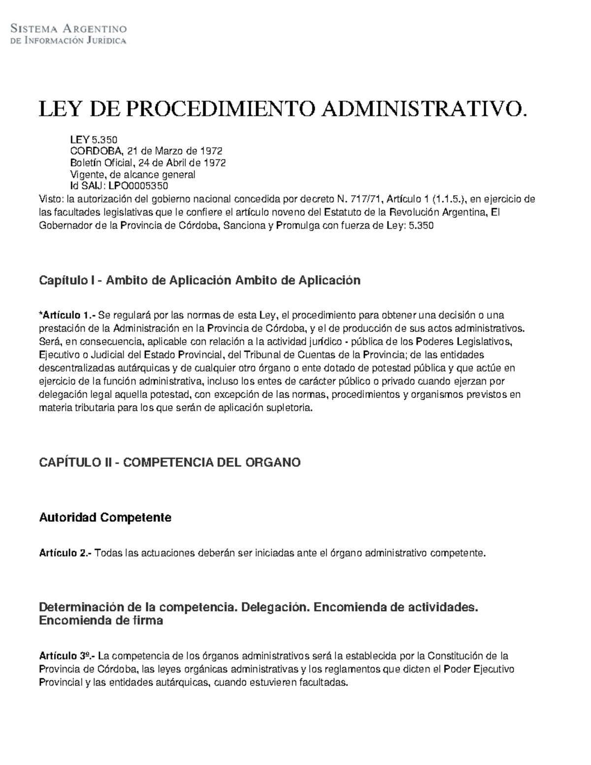 LEY DE Procedimiento Administrativo - LEY DE PROCEDIMIENTO ...