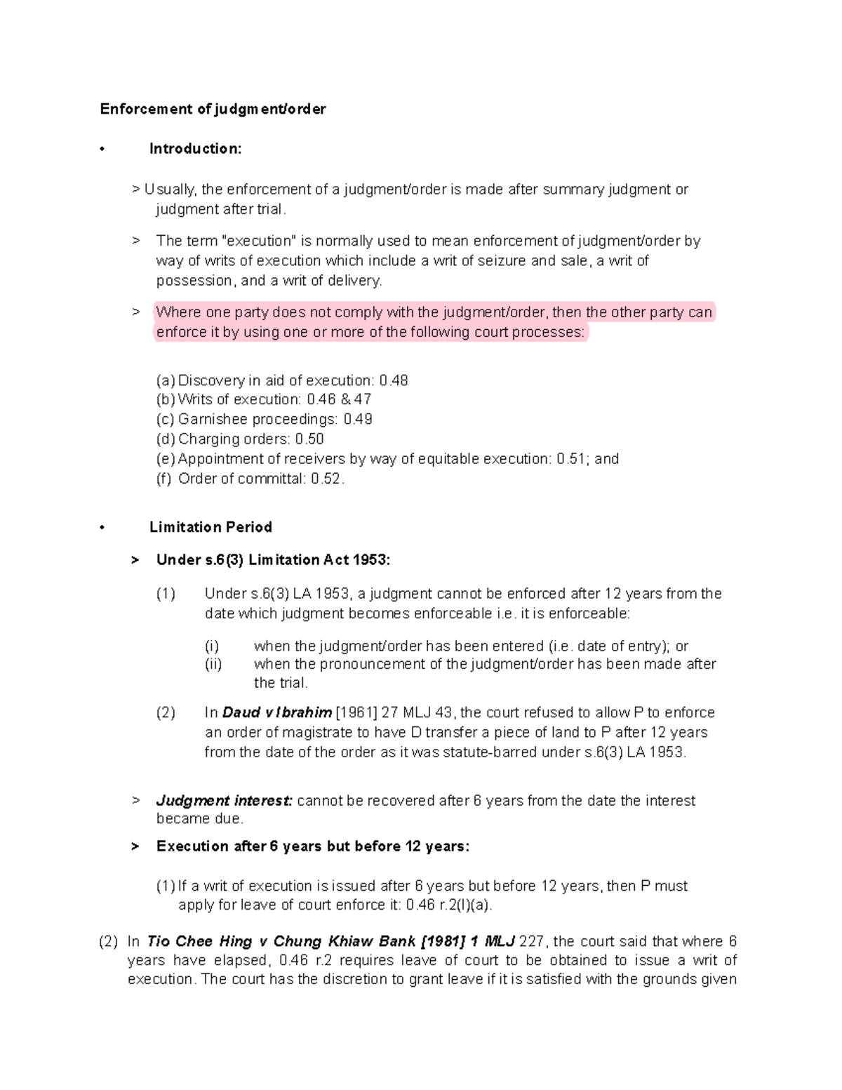 (1) AN 13 Enforcement of Judgment Enforcement of judgment/order