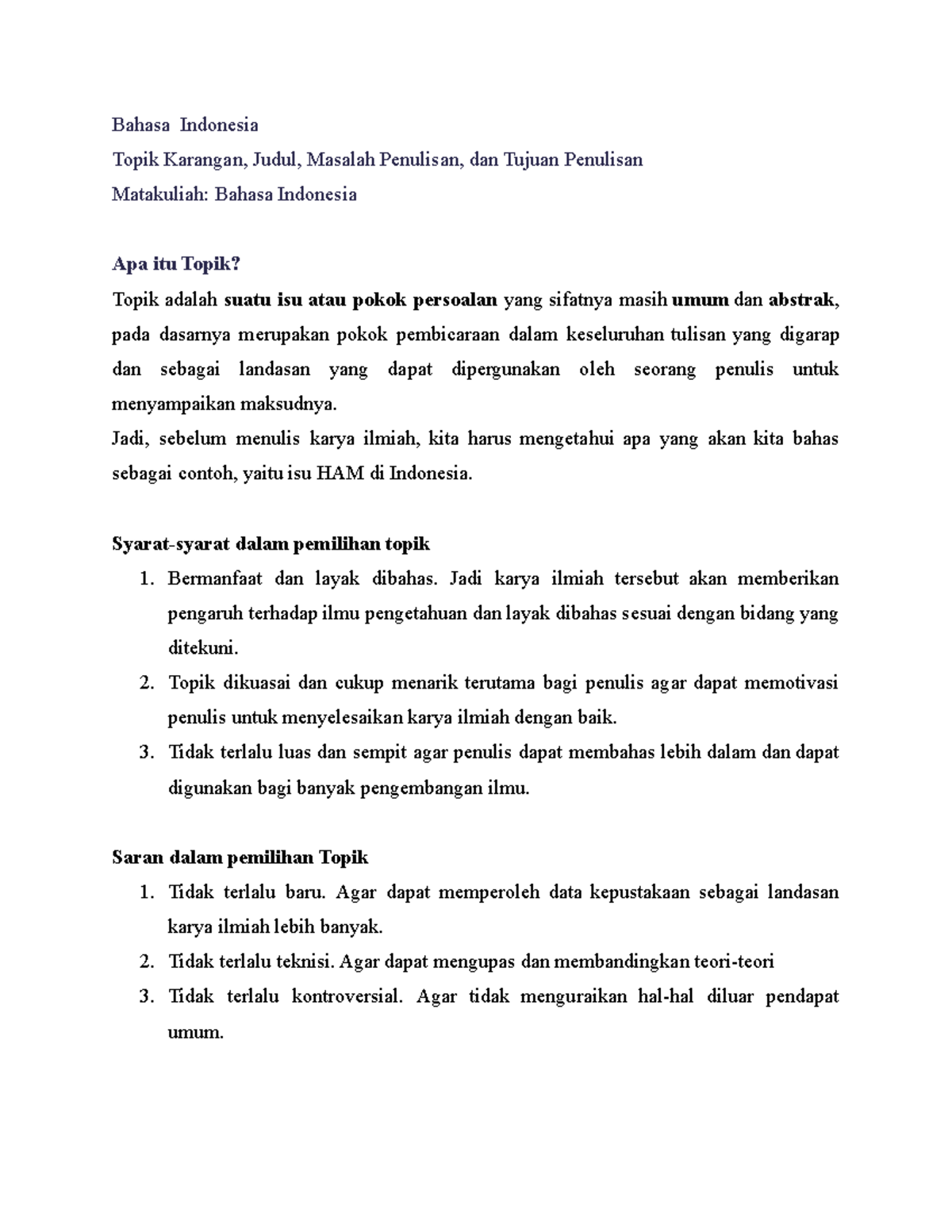 Catatan Bahasa Indonesia II - Kepenulisan - Bahasa Indonesia Topik ...