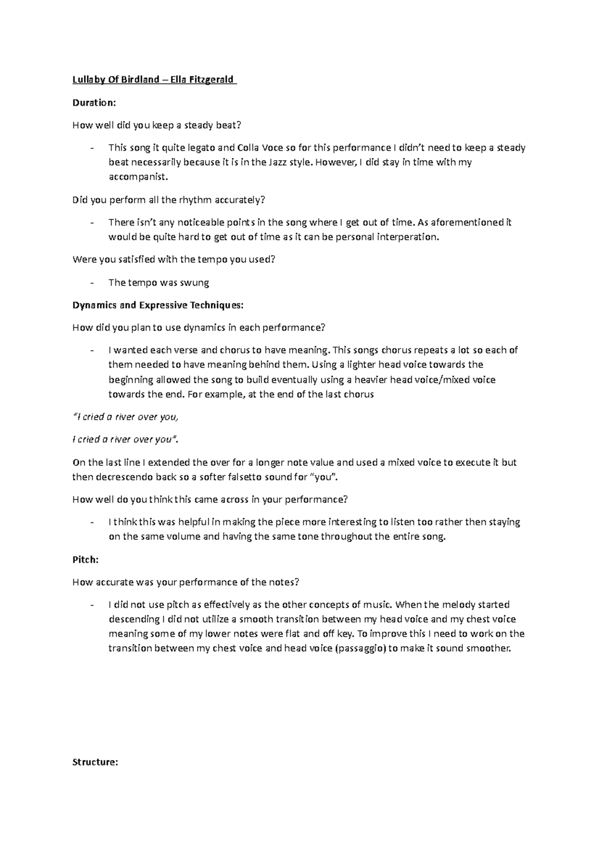 Perf critiques - Example of performance critique for year 11 ...
