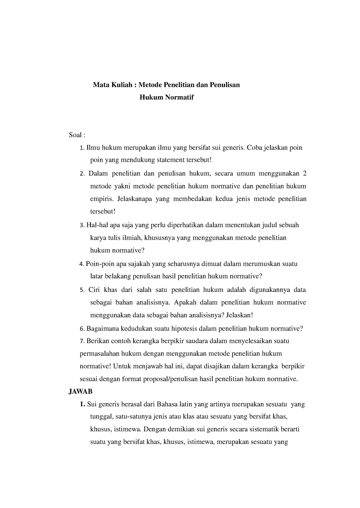 1. Metode Penelitian Dan Penulisan Hukum - Ilmu Hukum Merupakan Ilmu ...