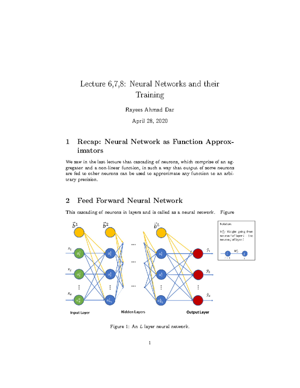 Neural Networks notes machine learning - Lecture 6,7,8: Neural Networks ...