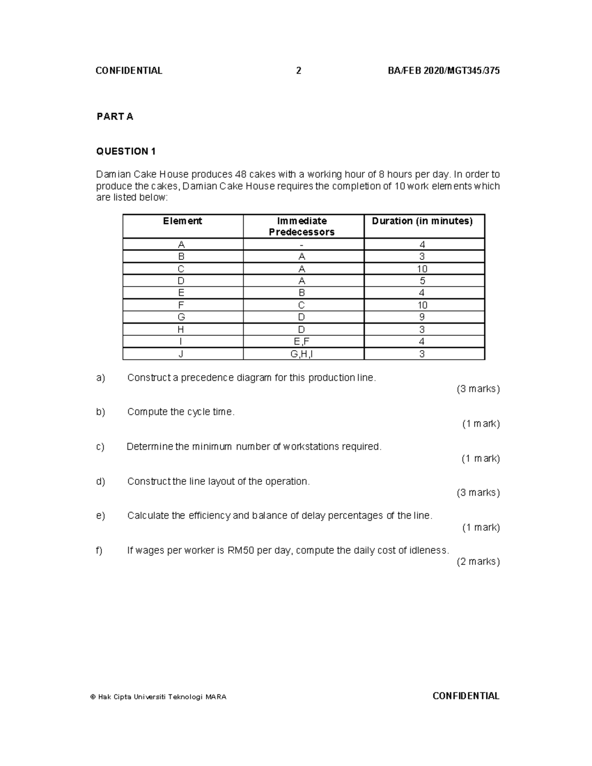 Question past year question Feb 2020 mgt345 - operation management ...