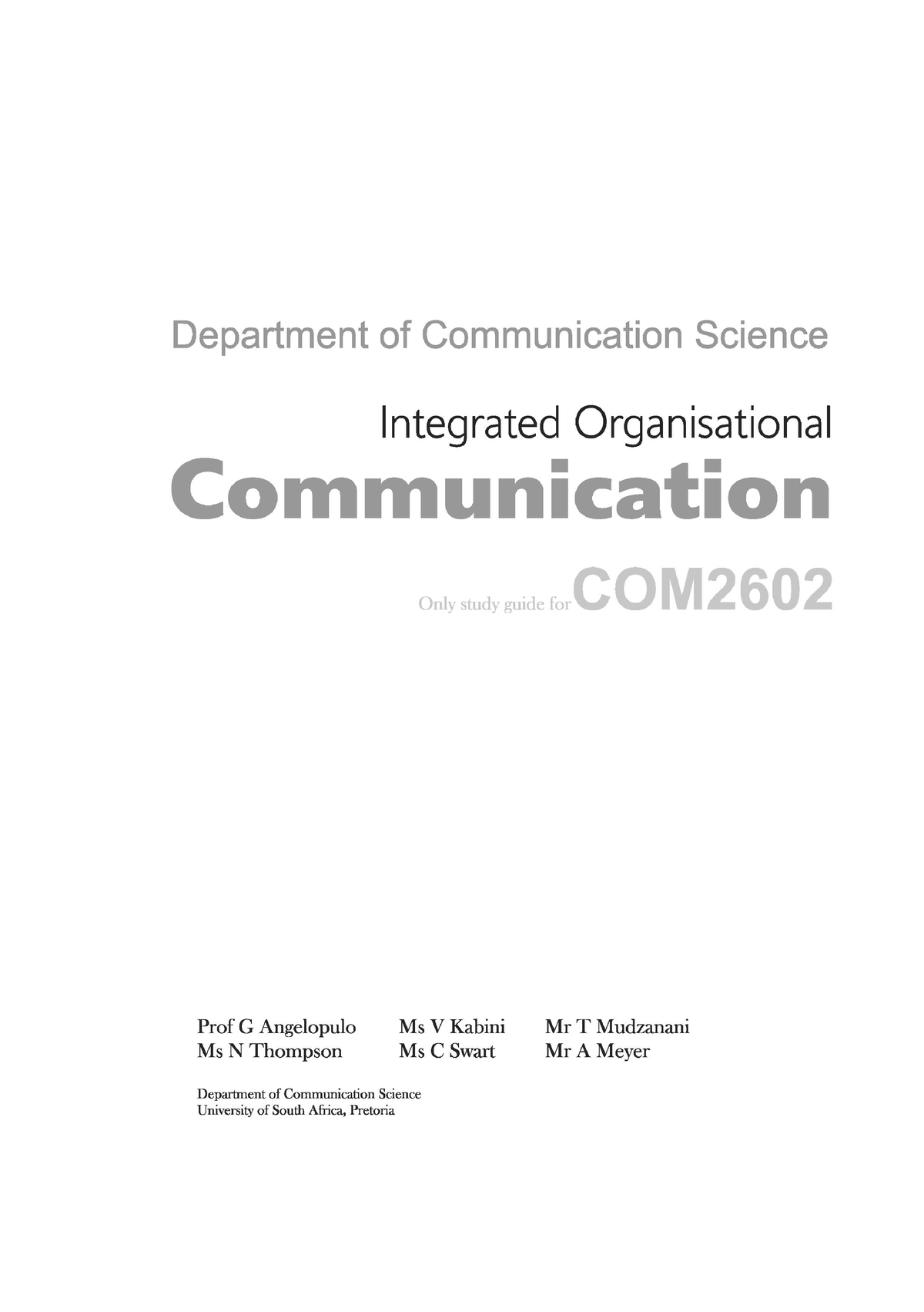 001 2013 4 B - Communication Module - 2012 University Of South Africa ...