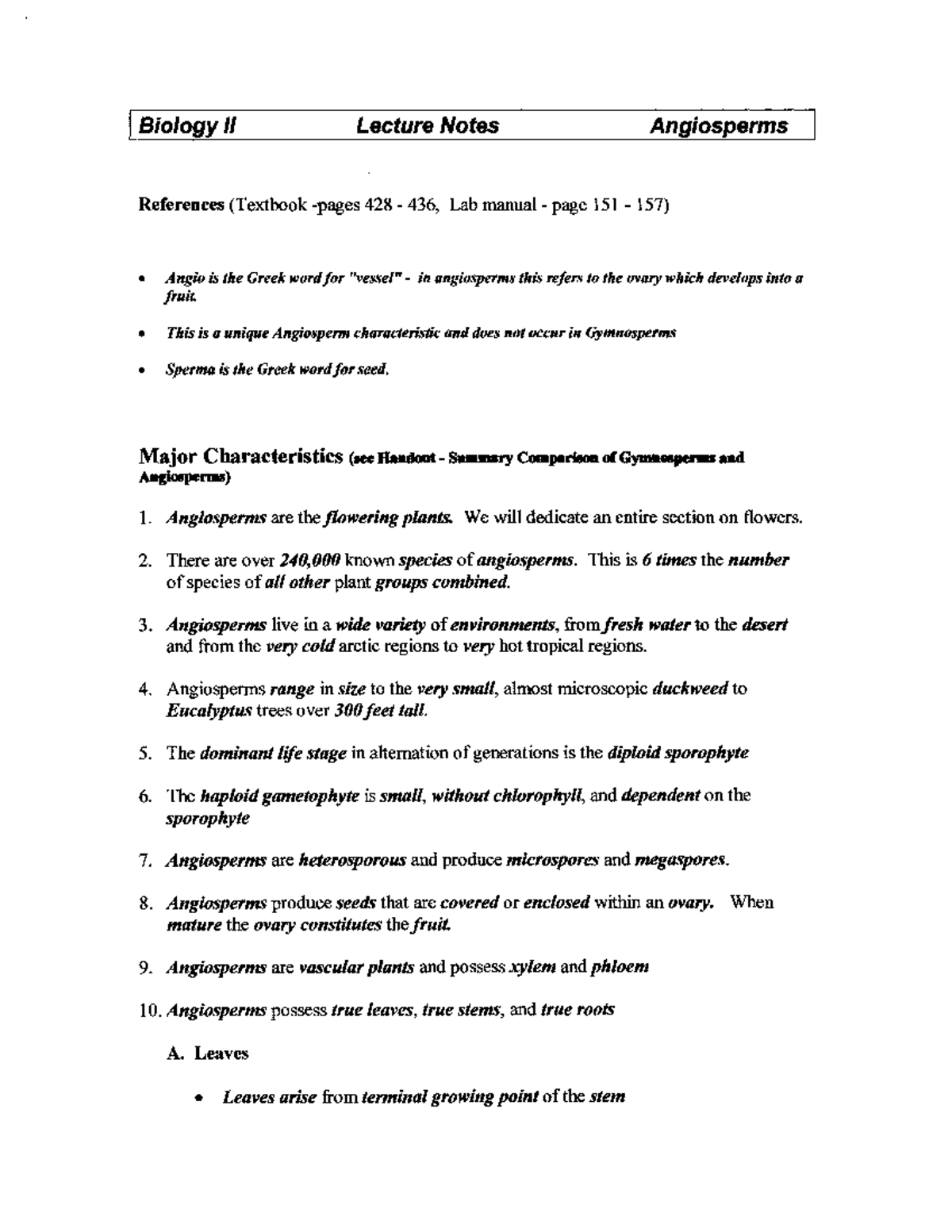 07 Angiosperms - It's Lecture Notes - Botany - Studocu