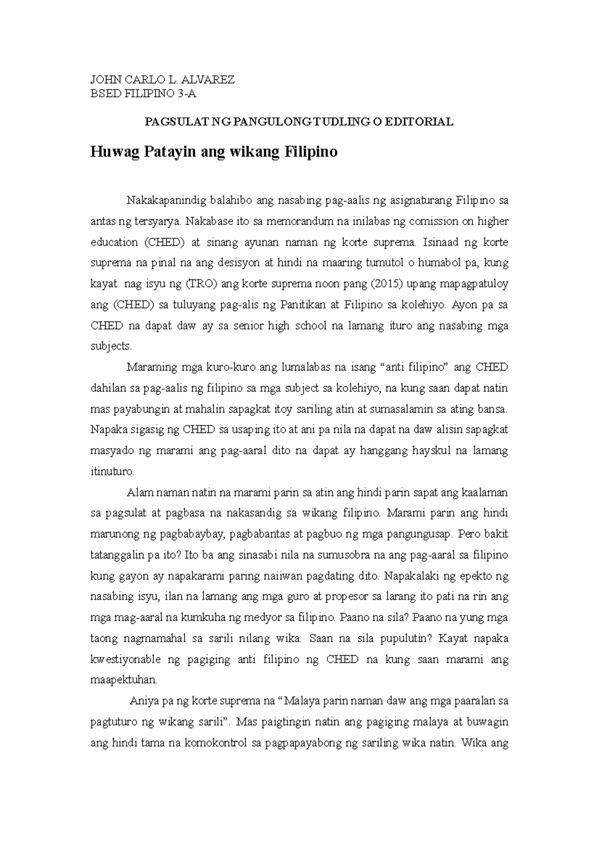 Pagsulat Ng Editorial - Ang Editoryal Ay Napapanahon ( Timely )at ...