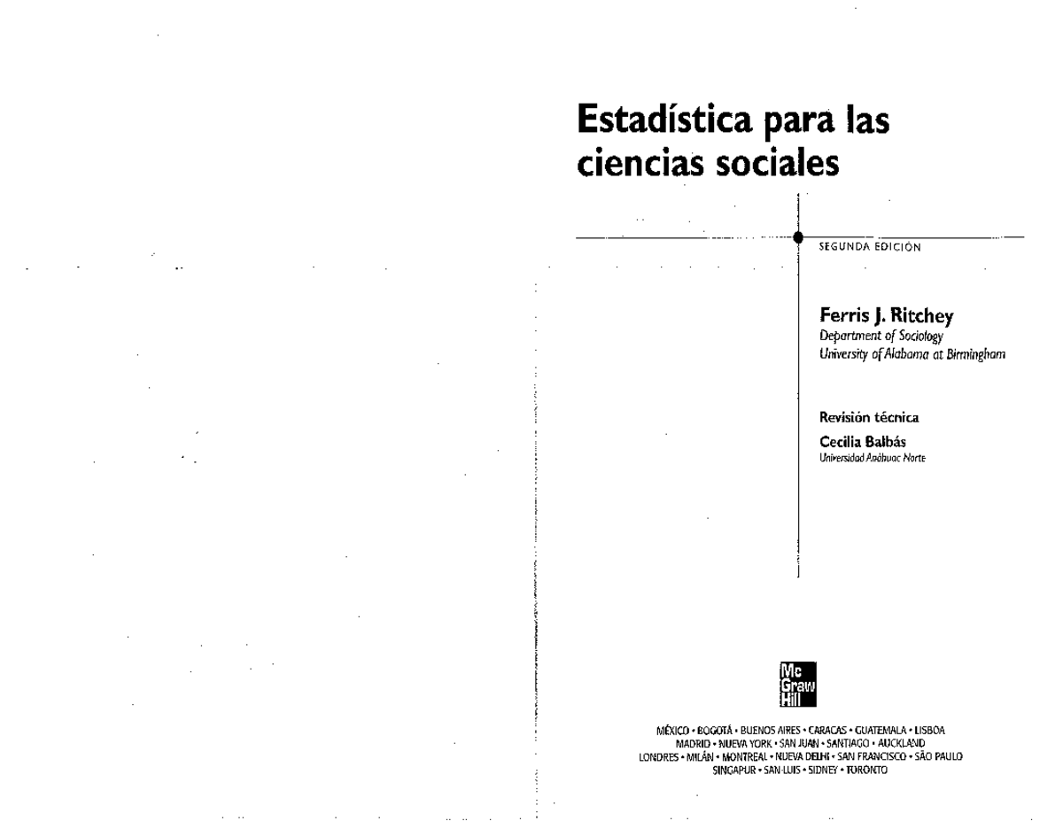 Estadistica Para Las Ciencias Sociales Ferris J Ritchey