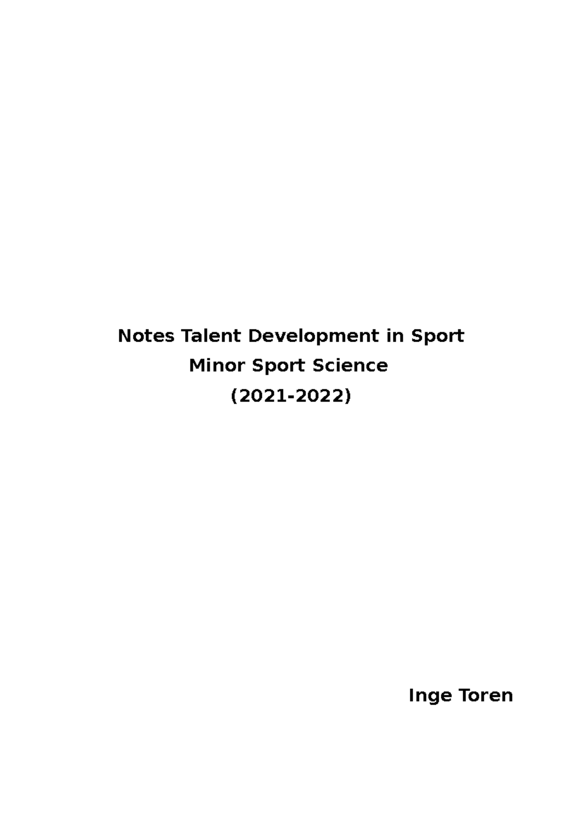 Talent development in sport Colleges - Notes Talent Development in ...