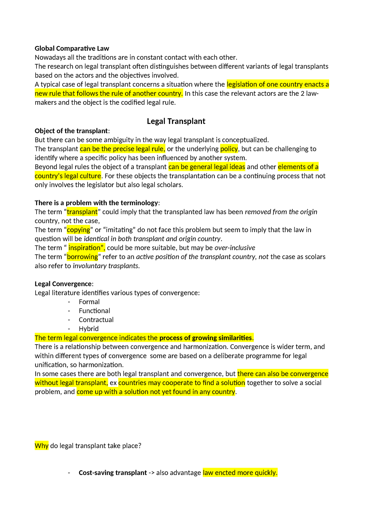 Summaries Comp Law - Global Comparative Law Nowadays All The Traditions ...