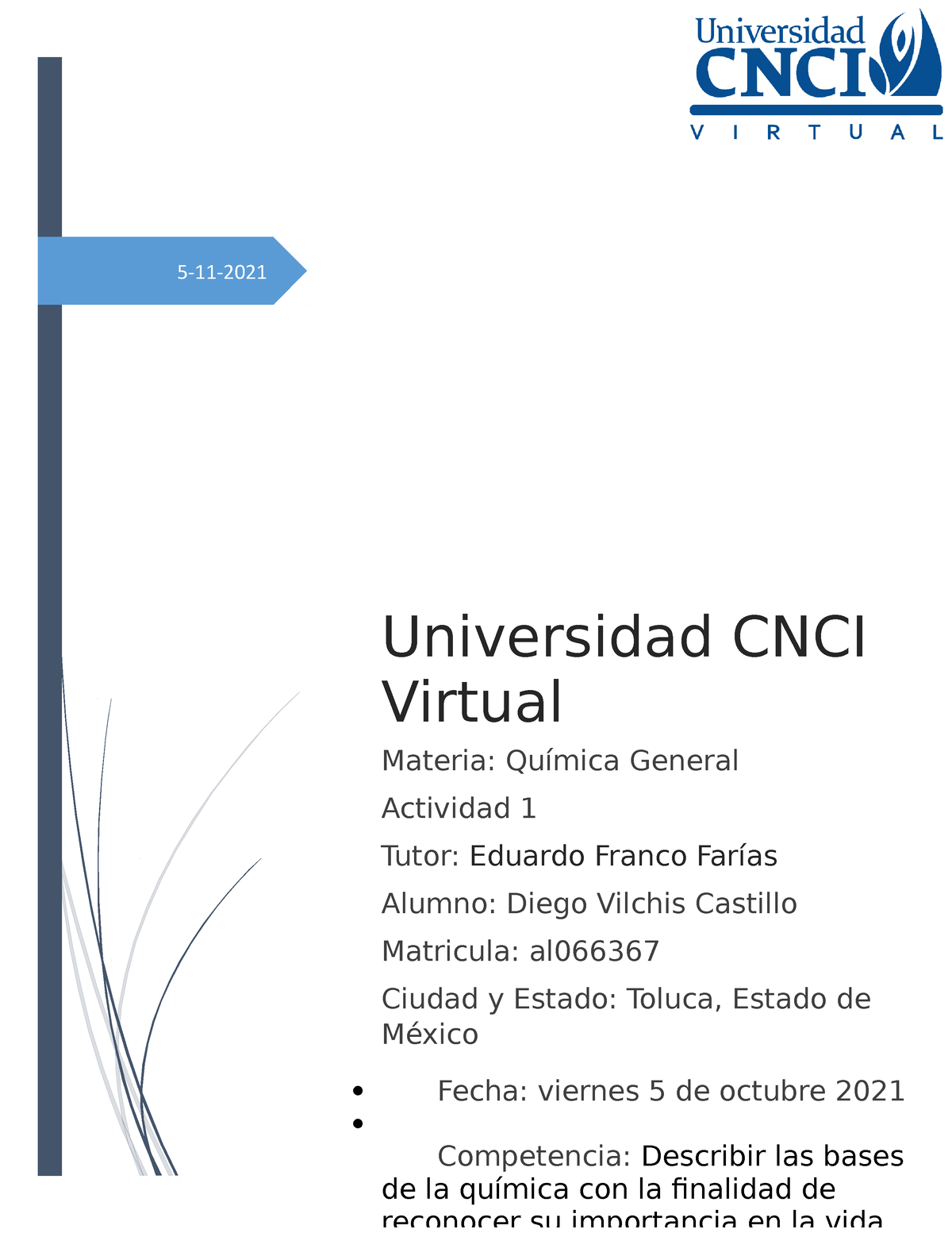 Actividad 1 Quimica Universidad Cnci Virtual - 5-11- Universidad CNCI ...