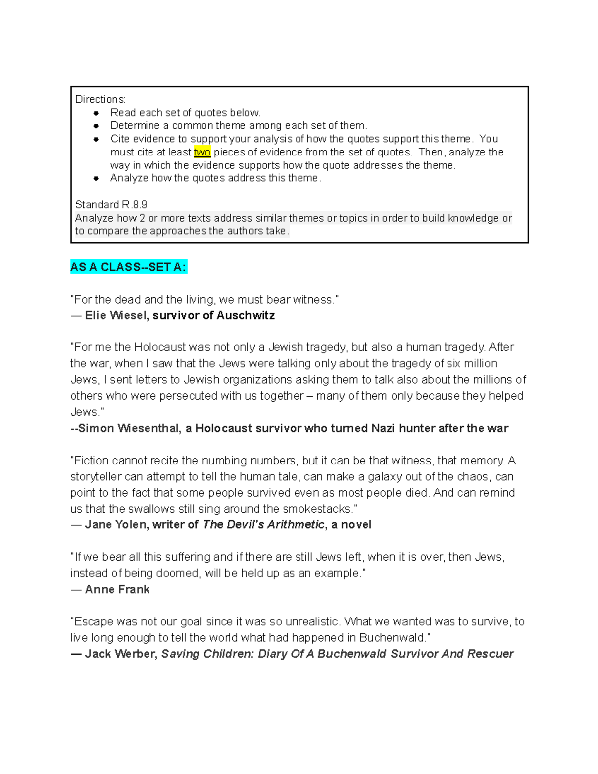 Jenna Rivers 22 - JCL Copy of Holocaust Quotes to Compare for R ...