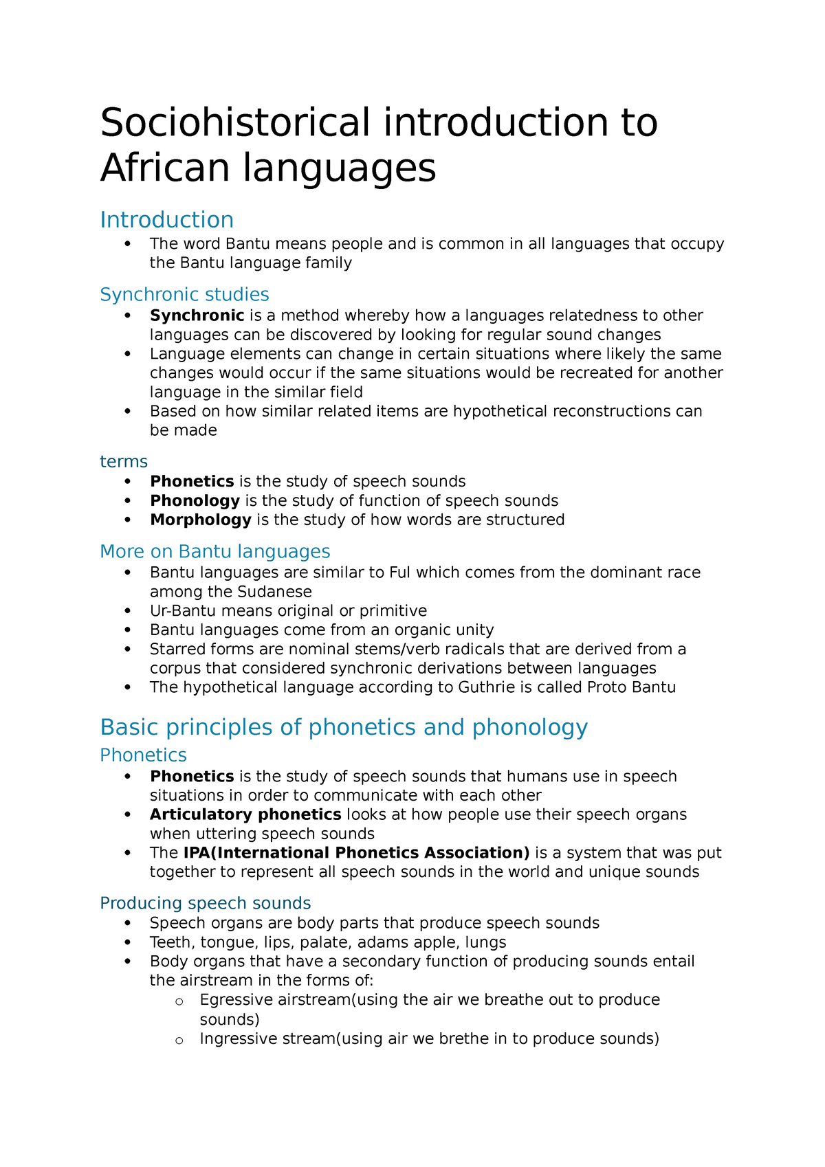 study-guide-notes-sociohistorical-introduction-to-african-languages