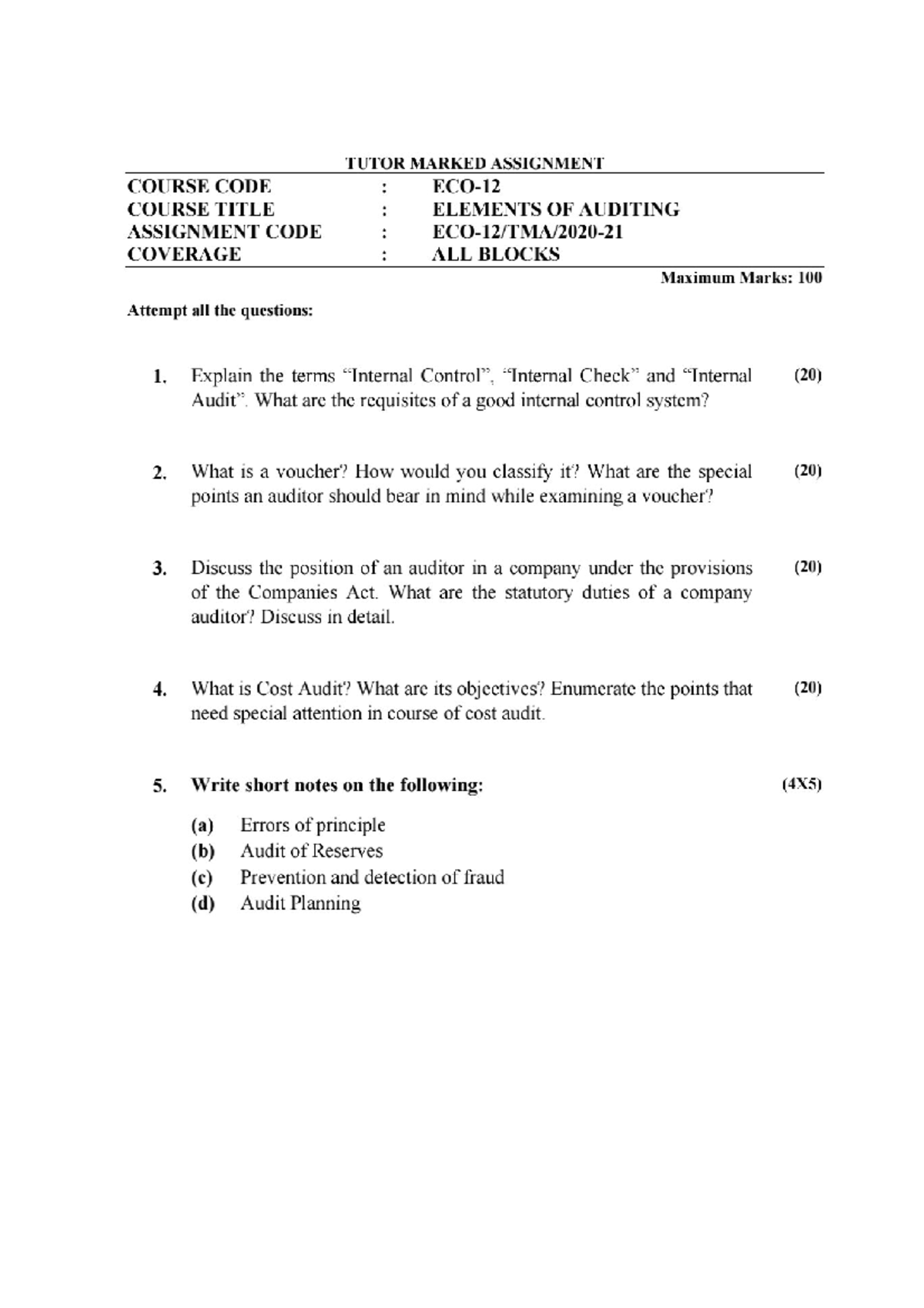 ECO - 12 - Assignment - B Com Accounting And Finance - Studocu