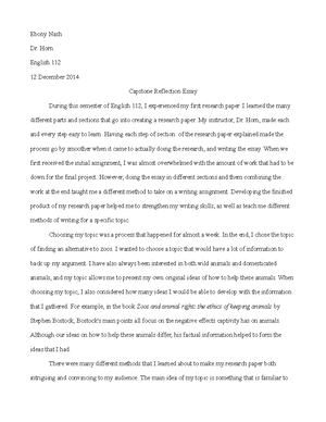 Capstone Reflection Essay Studocu