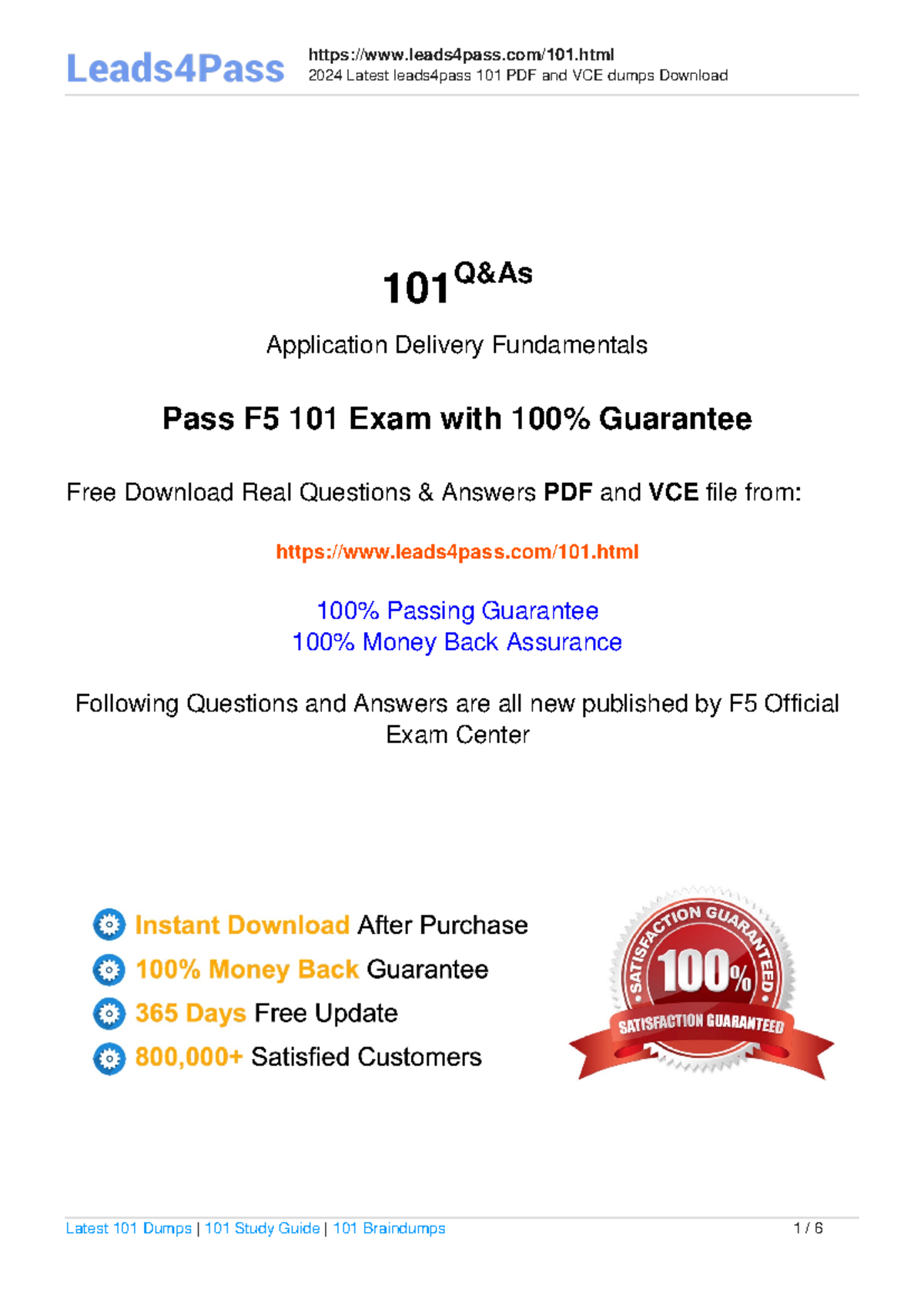 New F5 101 exam practice materials - 2024 Latest leads4pass 101 PDF and ...