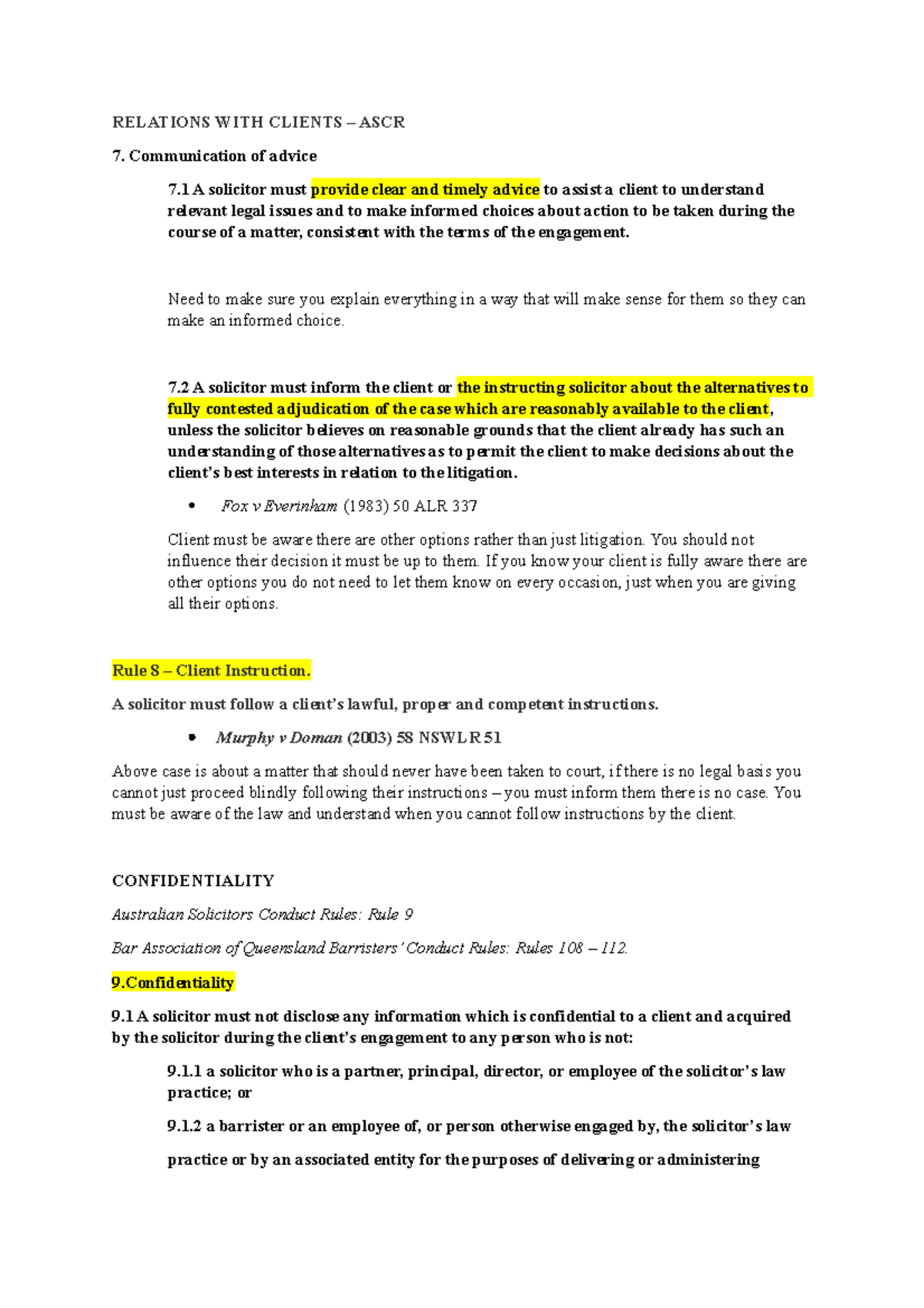 6. Relationships with Client RELATIONS WITH CLIENTS ASCR