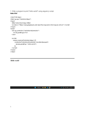 Angular MSc IT sem2 - UNIT –I: Introduction to Angular JS [06L] Max ...