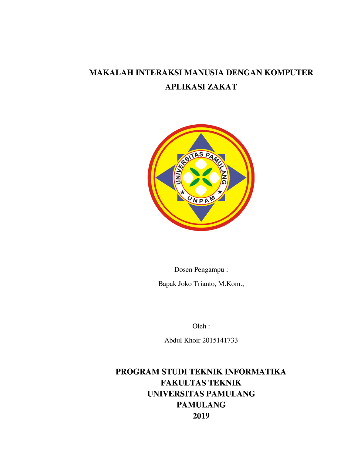 Interaksi Manusia Dengan Komputer Melalui Aplikasi Zakat Makalah Interaksi Manusia Dengan 9828