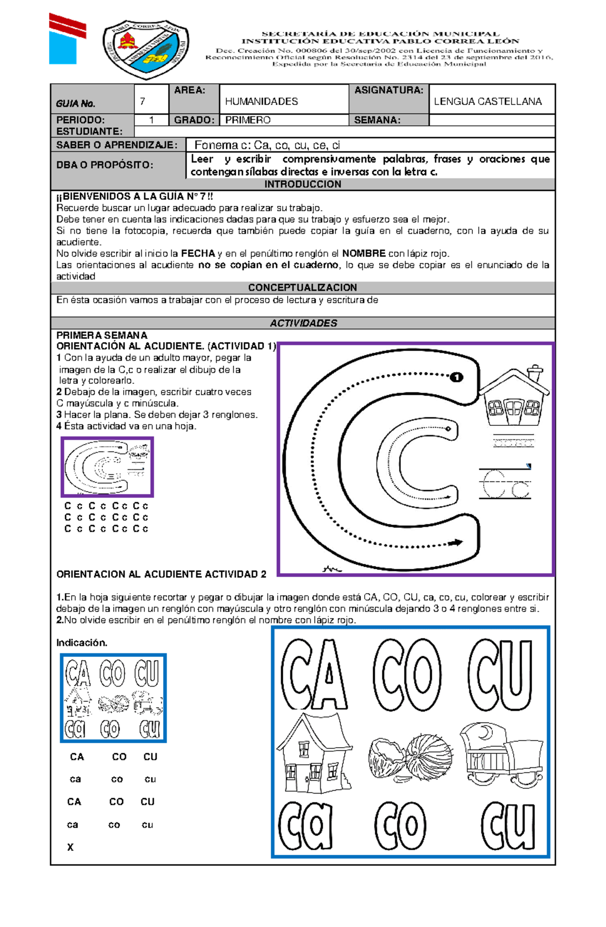 GUIA 7 Español - guia 7 de empresa comunicación escrita de primer grado ...