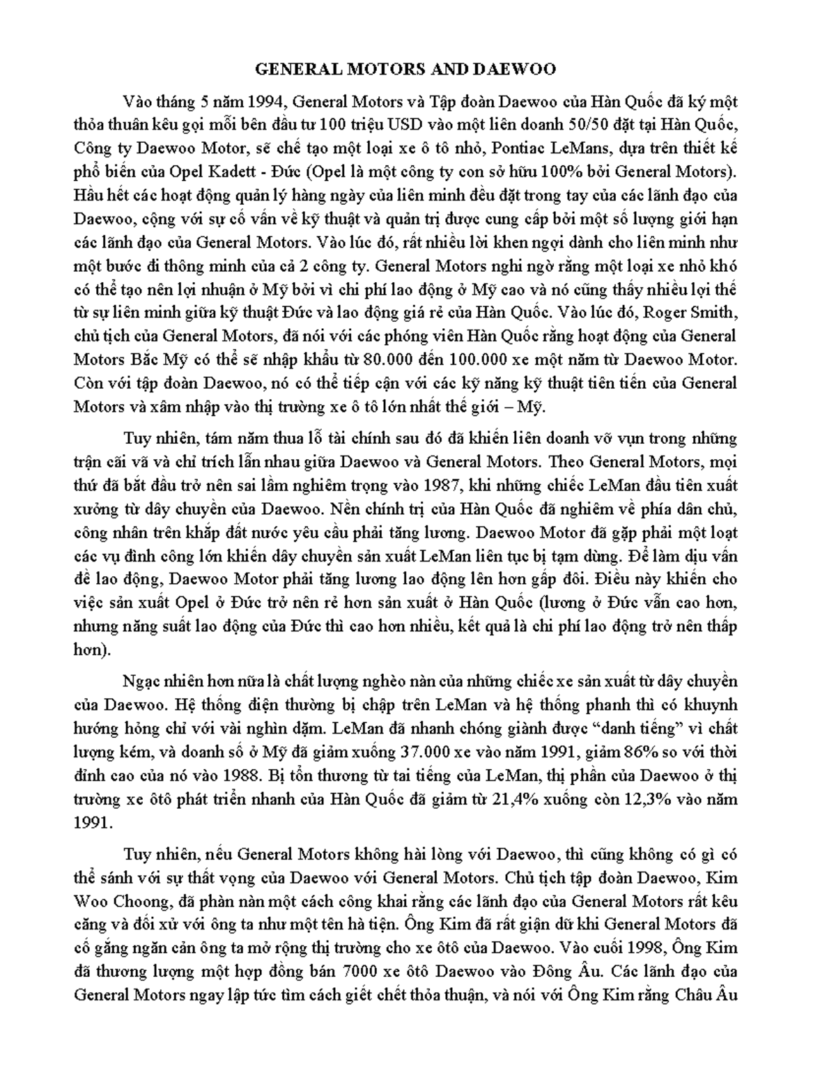 5. General Motors AND Daewoo - GENERAL MOTORS AND DAEWOO Vào tháng 5 ...