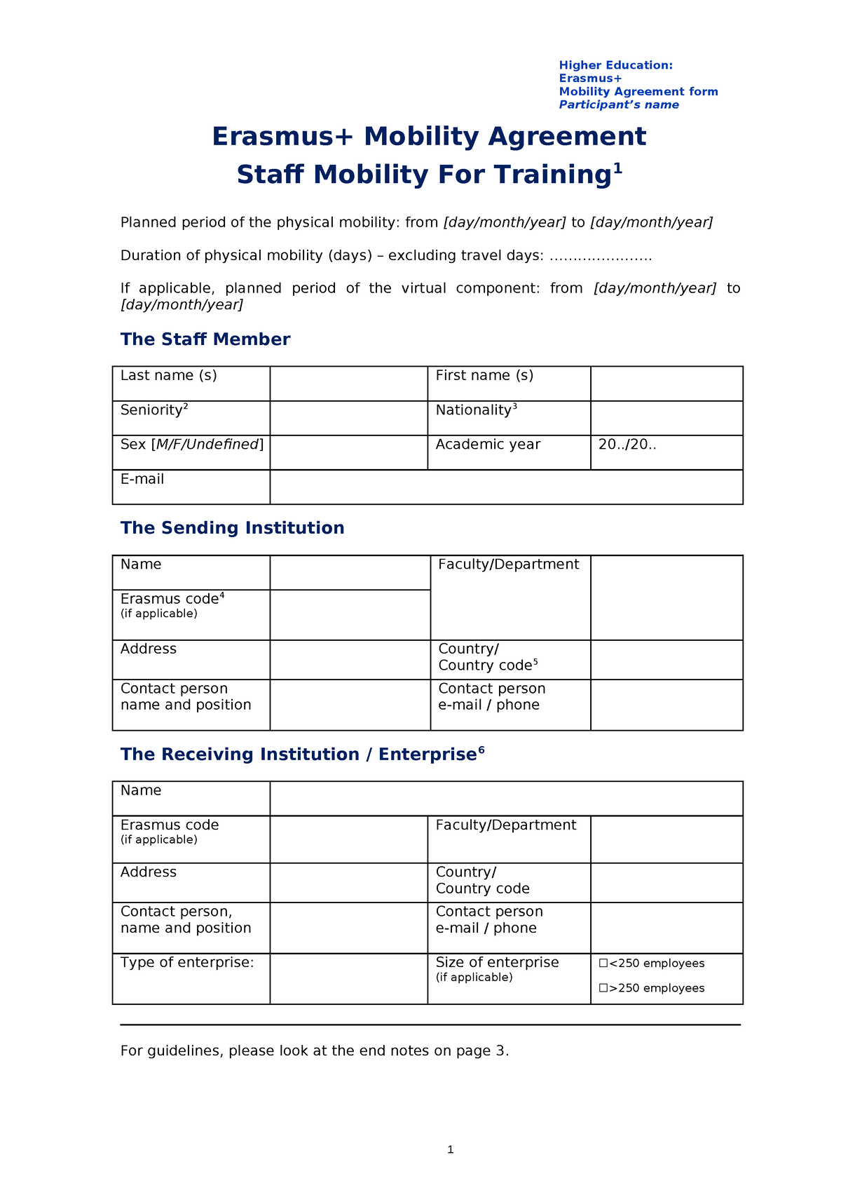 Mobility-agreement-training-ka171-22 En - Higher Education: Erasmus+ ...