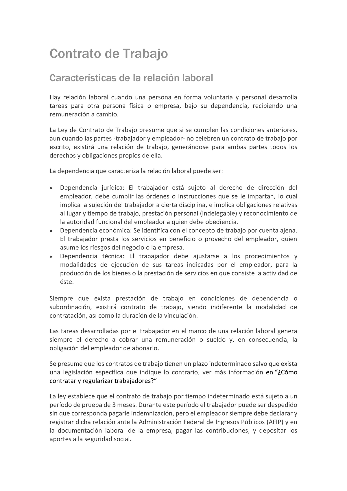 L 2 PUB 4 Contrato De Trabajo. Caracter+¡sticas De La Relaci+¦n Laboral ...